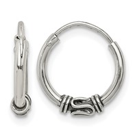 Sterling Silver Antiqued Hoop Earrings view 1