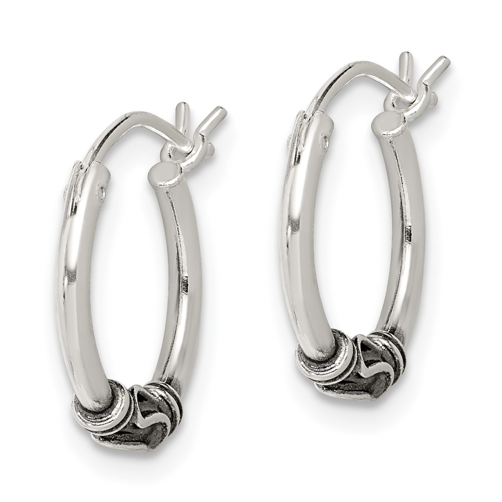 Sterling Silver Antiqued Hoop Earrings (QE4743)