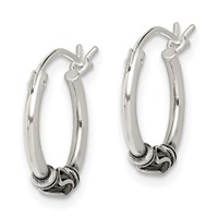 Sterling Silver Antiqued Hoop Earrings view 2
