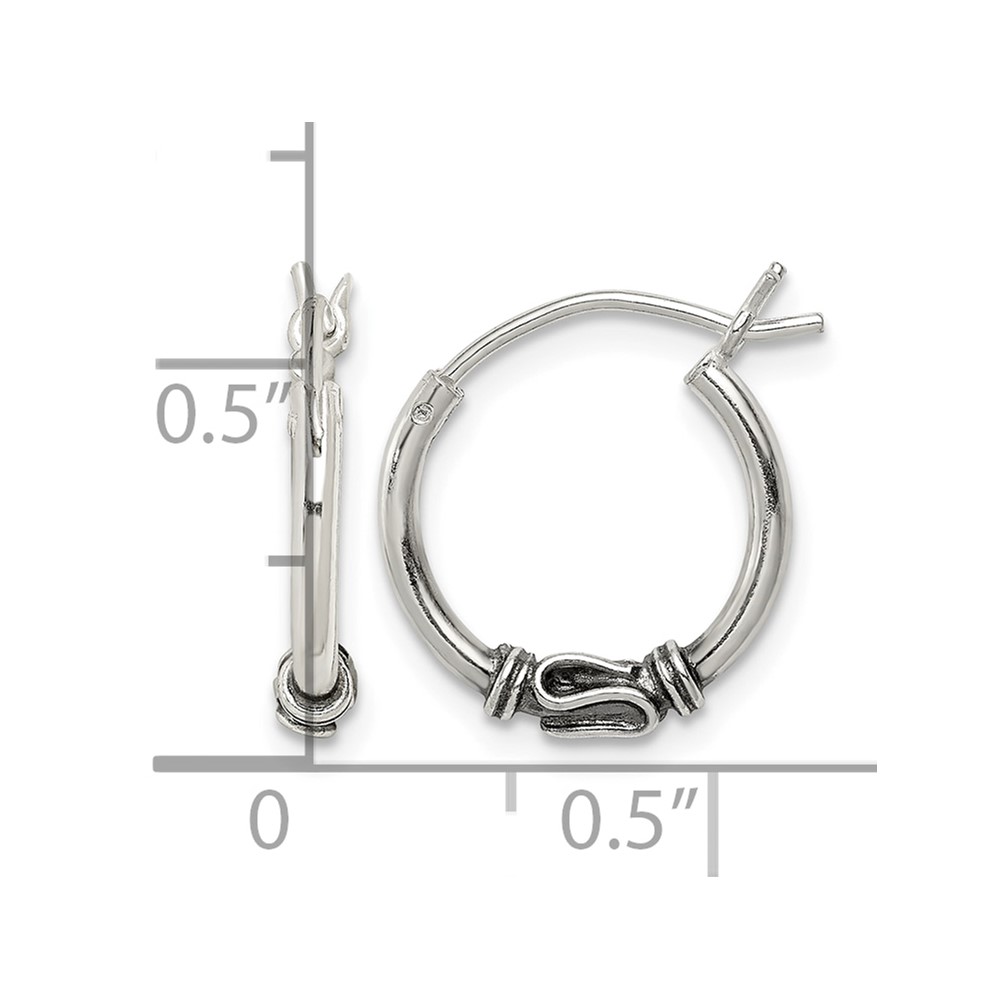 Sterling Silver Antiqued Hoop Earrings (QE4743)