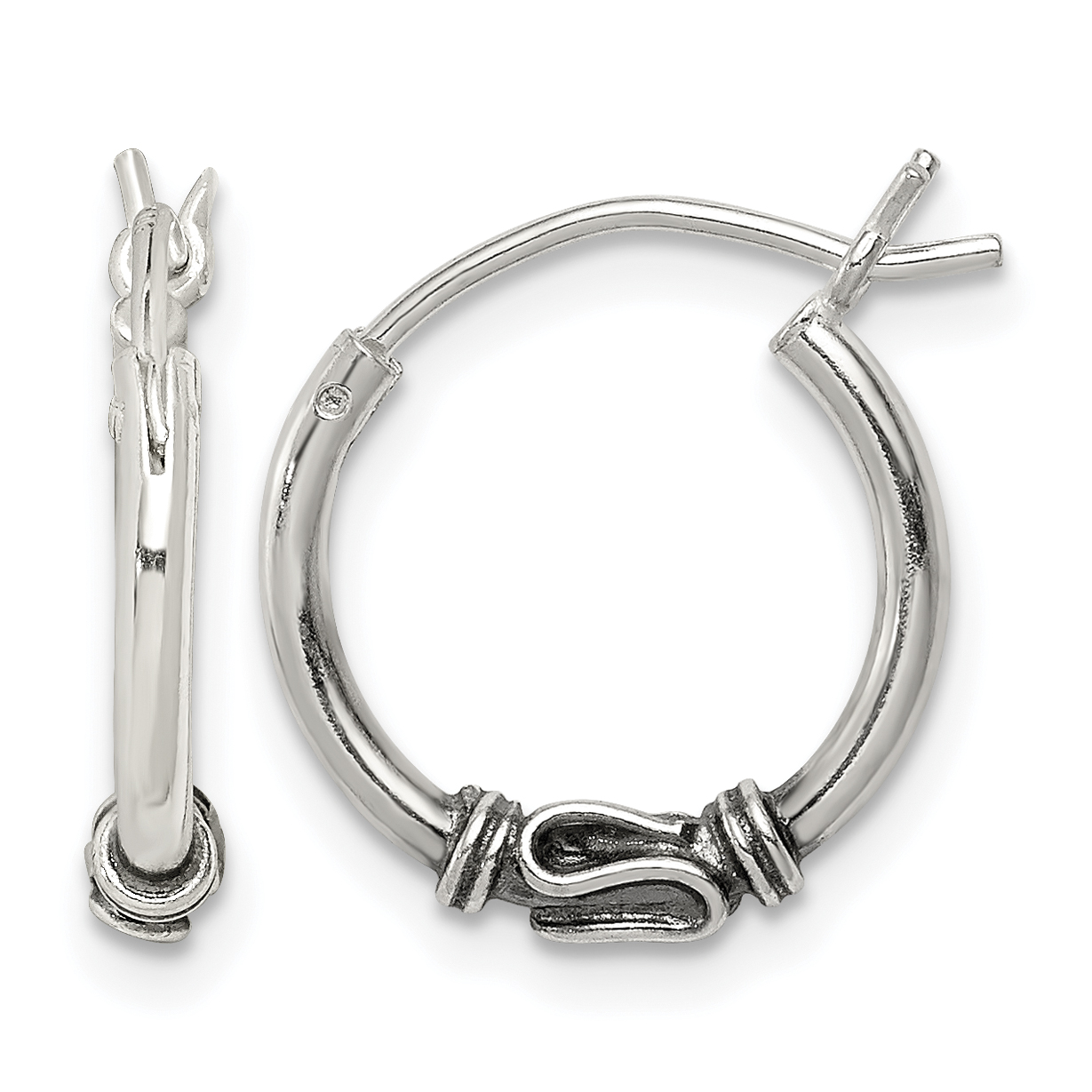 Sterling Silver Antiqued Hoop Earrings (QE4743)