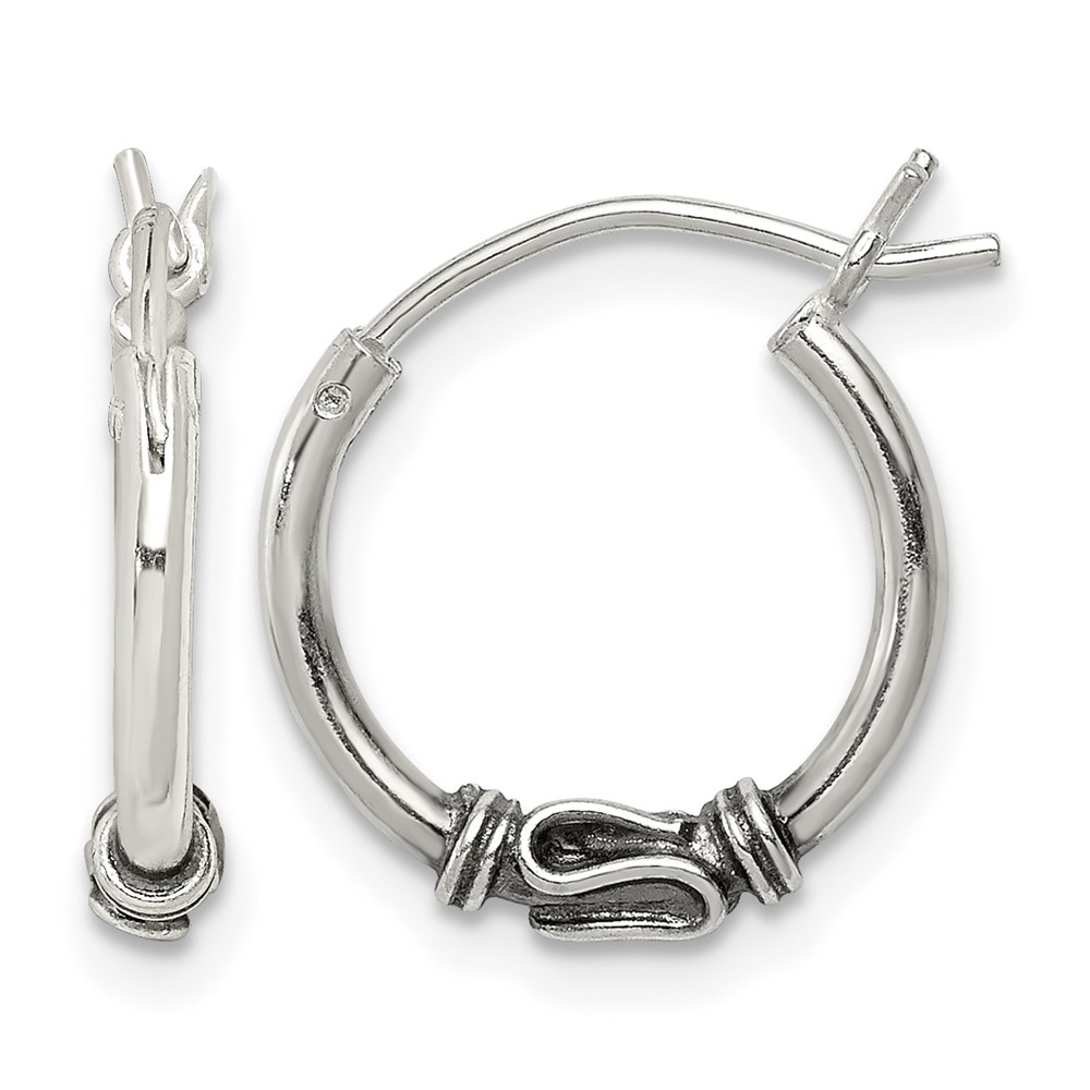 Sterling Silver Antiqued Hoop Earrings (QE4743)