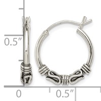 Sterling Silver Antiqued Hoop Earrings view 4