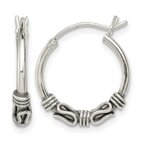 Sterling Silver Antiqued Hoop Earrings view 1