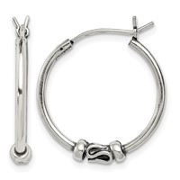 Sterling Silver Antiqued Hoop Earrings view 1