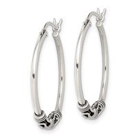 Sterling Silver Antiqued Hoop Earrings view 2