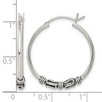 Sterling Silver Antiqued Hoop Earrings view 4