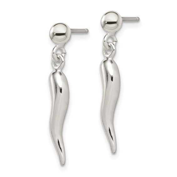 Sterling Silver Polished Italian Horn Post Dangle Earrings