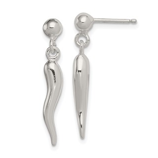 Sterling Silver Polished Italian Horn Post Dangle Earrings