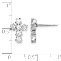 Sterling Silver Rhodium-plated Polished CZ Cross Post Earrings view 4