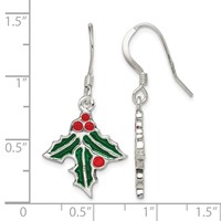 Sterling Silver Enameled Holly Earrings view 4