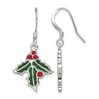 Sterling Silver Enameled Holly Earrings view 1