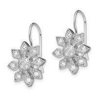Sterling Silver Rhodium-plated CZ Snowflake Earrings view 2