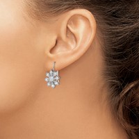 Sterling Silver Rhodium-plated CZ Snowflake Earrings view 3