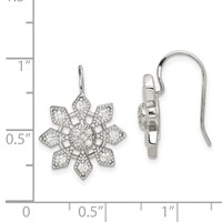 Sterling Silver Rhodium-plated CZ Snowflake Earrings view 4