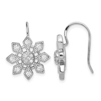 Sterling Silver Rhodium-plated CZ Snowflake Earrings view 1