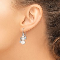 Sterling Silver FW Cultured Pearl Snowman Earrings view 3