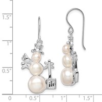 Sterling Silver FW Cultured Pearl Snowman Earrings view 4
