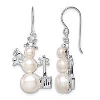 Sterling Silver FW Cultured Pearl Snowman Earrings view 1
