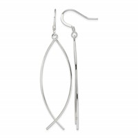 Sterling Silver Polished Ichthus Dangle Earrings view 1