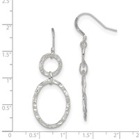 Sterling Silver RH-plated Polished & Hammered Circle & Oval Dangle Earrings view 4