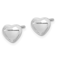 Sterling Silver Rhodium-plated Heart Post Earrings view 2