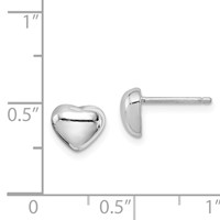 Sterling Silver Rhodium-plated Heart Post Earrings view 4