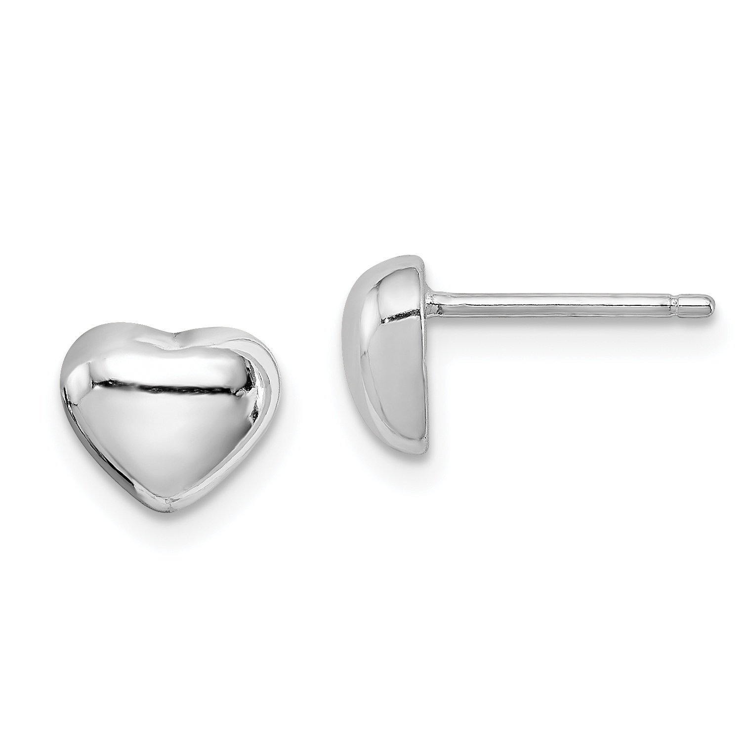 Sterling Silver Rhodium-plated Heart Post Earrings (QE4819)