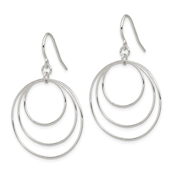 Sterling Silver Circle Dangle Shepard Hook Earrings