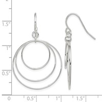Sterling Silver Polished Fancy Triple Circle Dangle Earrings view 4