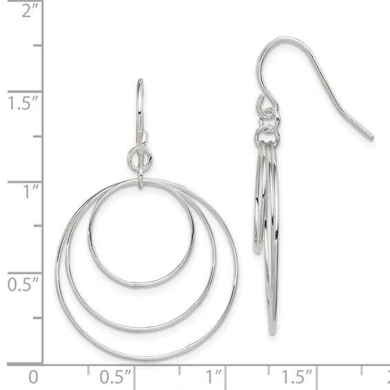Sterling Silver Circle Dangle Shepard Hook Earrings
