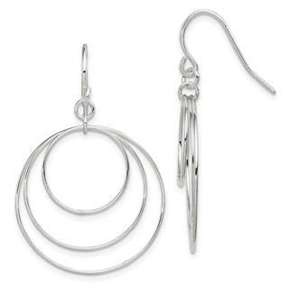 Sterling Silver Circle Dangle Shepard Hook Earrings