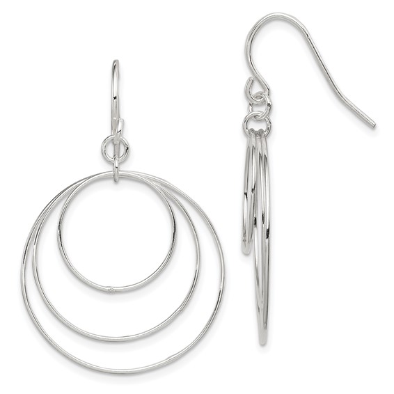 Sterling Silver Circle Dangle Shepard Hook Earrings