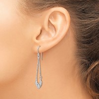 Sterling Silver Rhodium-plated Filigree Dangle Earrings view 3