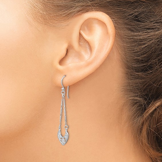 Sterling Silver Rhodium-plated Filigree Dangle Earrings