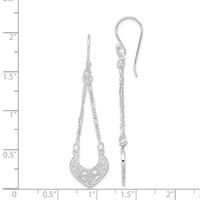 Sterling Silver Rhodium-plated Filigree Dangle Earrings view 4
