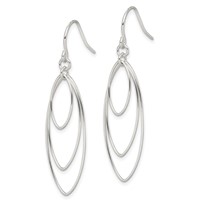 Sterling Silver Polished Triple Marquise Shape Dangle Earrings view 2