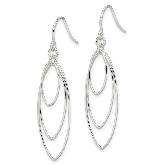 Sterling Silver Polished Triple Marquise Shape Dangle Earrings
