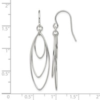 Sterling Silver Polished Triple Marquise Shape Dangle Earrings view 4