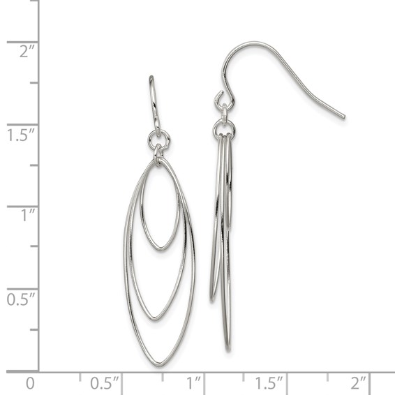 Sterling Silver Polished Triple Marquise Shape Dangle Earrings