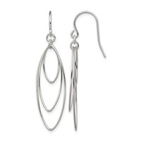 Sterling Silver Polished Triple Marquise Shape Dangle Earrings view 1