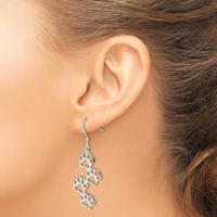 Sterling Silver Four Paw Prints Earrings view 3