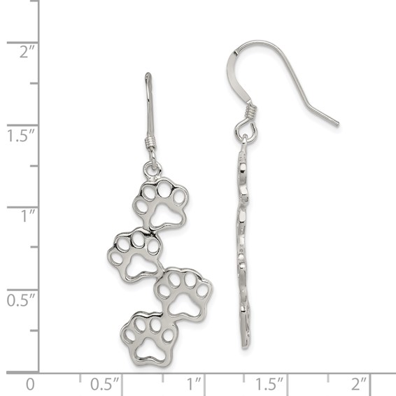 Sterling Silver Paw Prints Earrings