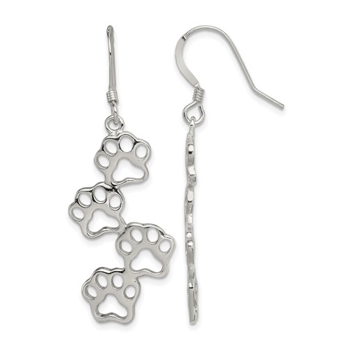 Sterling Silver Four Paw Prints Earrings