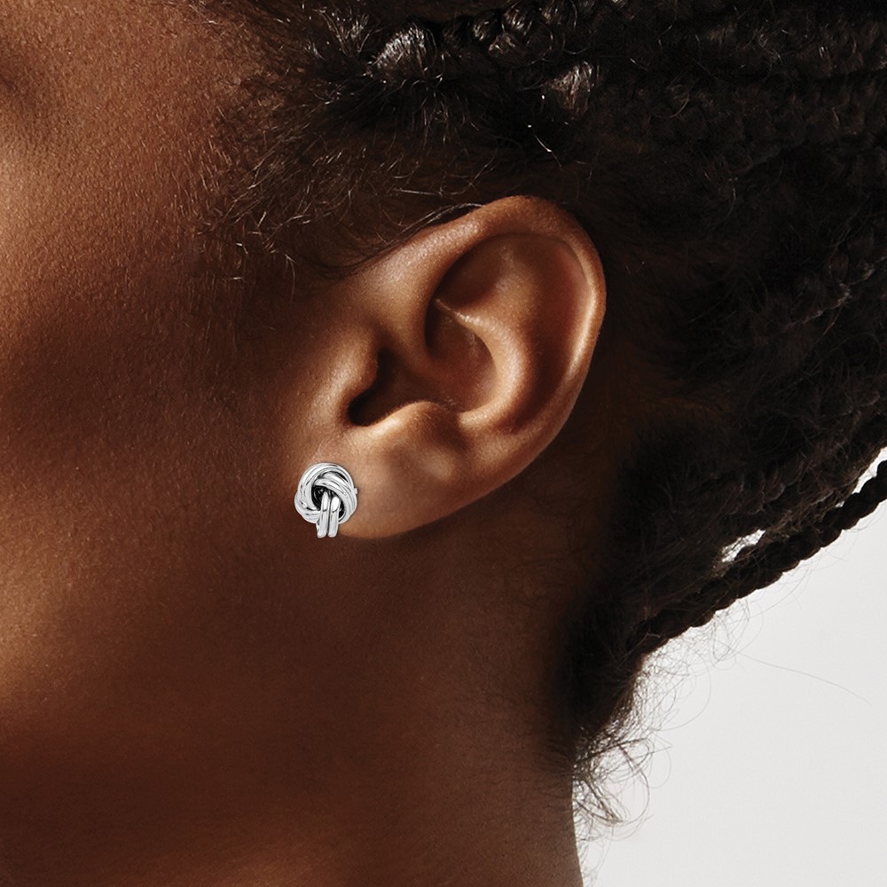 Sterling Silver Rhodium-plated Love Knot Earrings (QE4891)