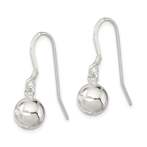 Sterling Silver Ball Dangle Leverback Earrings