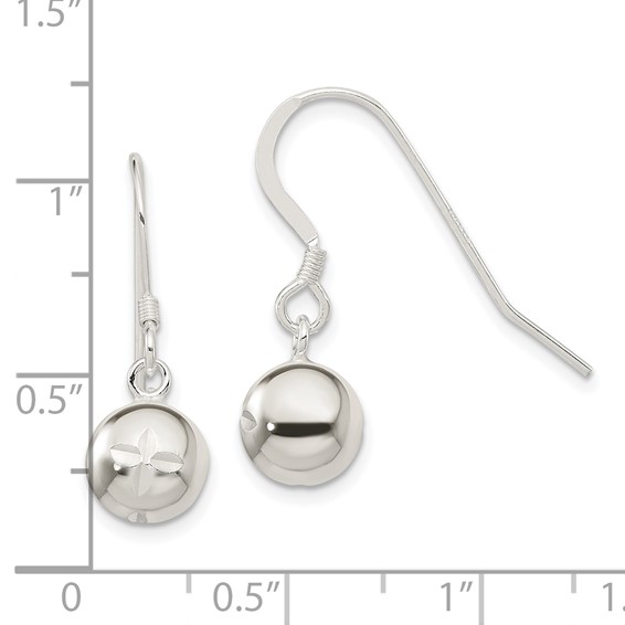 Sterling Silver Ball Dangle Leverback Earrings