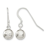 Sterling Silver 8mm Diamond Cut Bead Dangle Earrings view 1