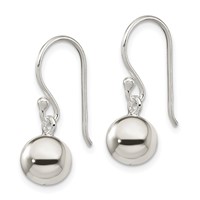 Sterling Silver Dangle Ball Shephard Hook Earrings view 2