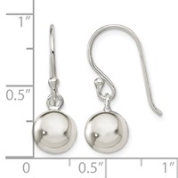 Sterling Silver Dangle Ball Shephard Hook Earrings view 4